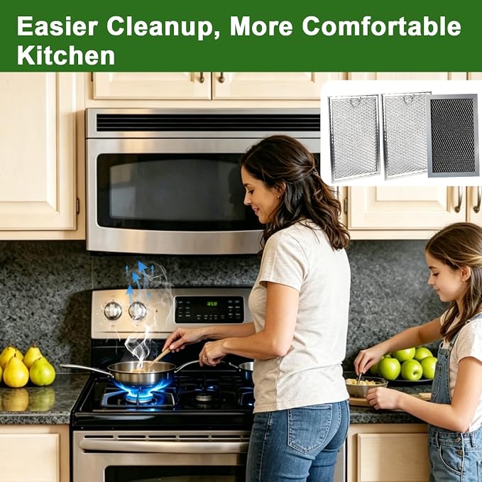 3PCS Microwave Grease and Charcoal Filter Set Compatible with GE JVM3160DF8BB JVM3160DF8CC JVM3160DF8WW JVM3160RF8SS JVM1540SM1SS JVM1540SM2SS