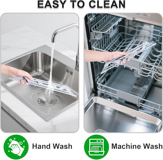 HANZENMA Triangular Sink Rack, Multi-Functional Rack Above the countertop, Foldable Sink Drying mat, Heat-Resistant, Non-Slip, and Rust-Proof Dish Rack (Gray)