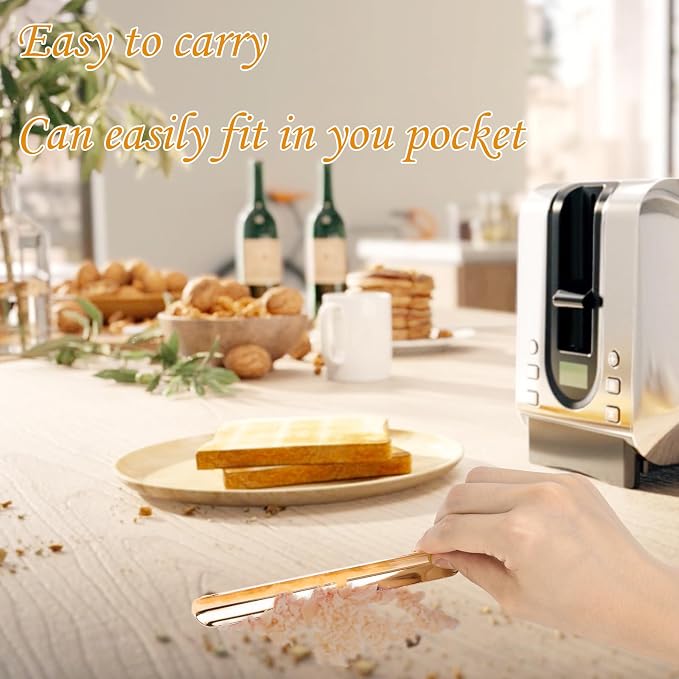 Table Crumb Sweepers for Servers, Bread Crumber Cleaner Stainless Steel Table Crumbers for Tablecloth in Restaurants and Homes, Servers, Waitresses Tool Accessories (Gold, 1)