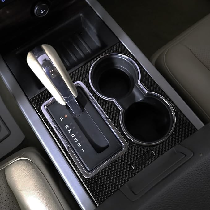 Gear Shift Trim Stickers Fit for Ford Expedition 2007-2014 | Real Soft Carbon Fiber|Center Control Cup Holder Interior Cover Accessories|Thick Overlay|Anti-scratch