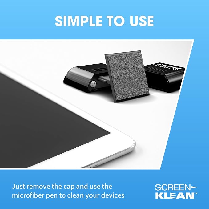 ScreenKlean Tablet Screen Cleaner - Compatible with iPad, Android & Amazon Tablet - with Carbon Microfiber Tech-Injected Black-1 Count (Pack of 1)