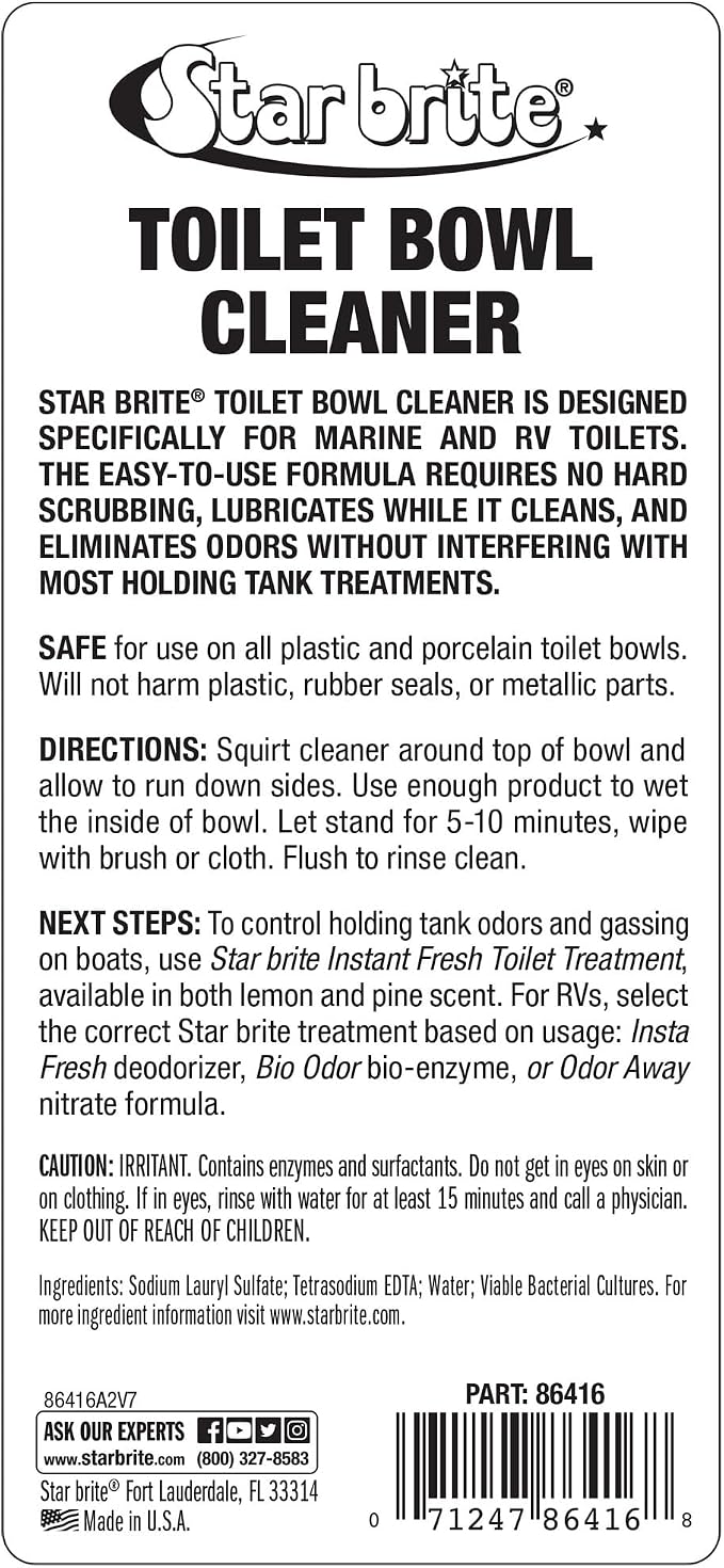 STAR BRITE Toilet Bowl Cleaner - For Boat, RV, Portable Toilets, Removes Stains, Fresh Scent, 16oz (086416)