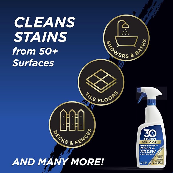 30 SECONDS Pro Mold and Mildew Stain Remover | Scrub Free | Brighter Results Instantly | Ready To Use | 32 Fl. Oz. (2 PACK)