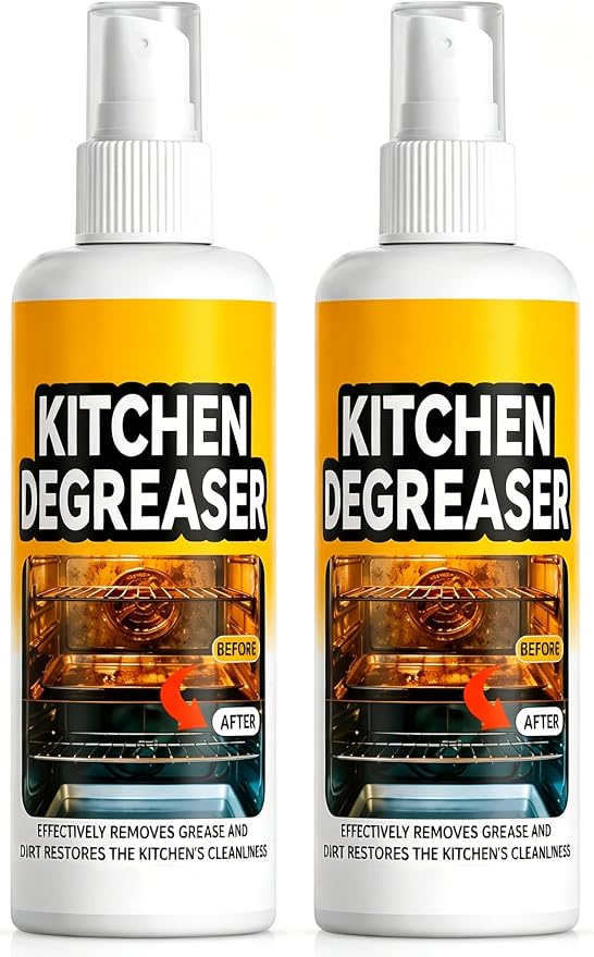 BBQ Grill Cleaner Spray, Heavy Duty Kitchen Degreaser, Fast-Acting Grease Removal Spray (2pcs)