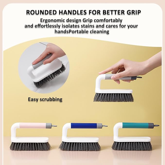 Scrub Brush, Scrubbing Cleaning Brushes, Heavy Duty Cleaning Brushes with Handle, for Shower, Bathroom, Carpet, Kitchen and Bathtub Scrubber, 2 Pack (Green)