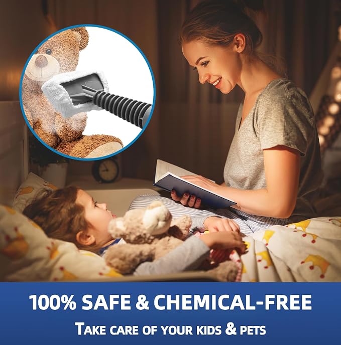 Handheld Steam Cleaner, Pressurized Multi-Surface Steam Shot with 13 Accessories, Safety Lock, Steamer for Cleaning Floor, Upholstery, Grout, Windows, Couch and Car, Grey
