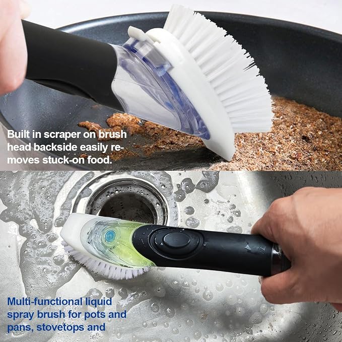 CELOX Dish Brush with Soap Dispenser, Dish Soap Brush with Handle