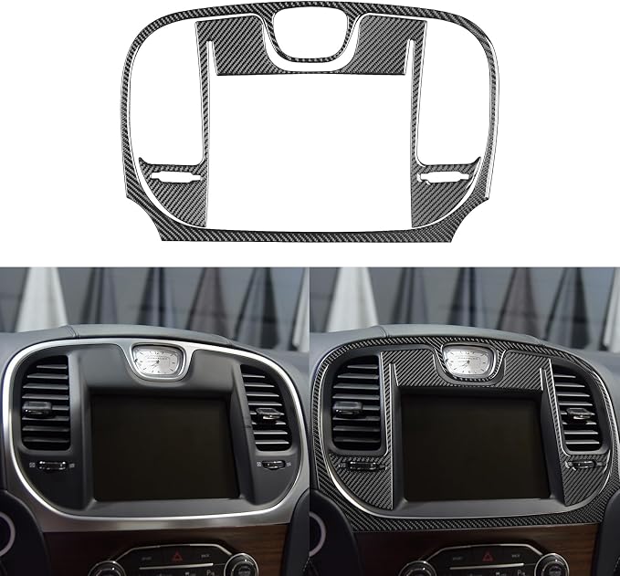 Real Carbon Fiber Trim for Chrysler 300 Accessories | for 2015-2023 300C 300S Limited/Touring Center Console Navigation Panel Sticker Interior Thick Overlay Decal