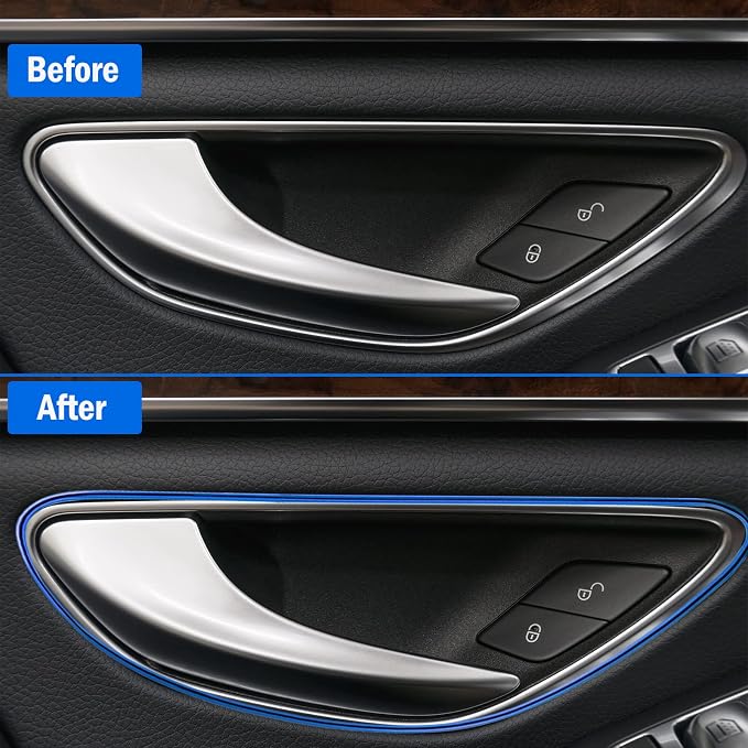32 Feet Car Interior Moulding Trim Strips Universal Car Decoration Pinstriping Filler Insert Strips Dashboard Decorative DIY Flexible Garnish with Installing Tool(Simple Style,Blue)