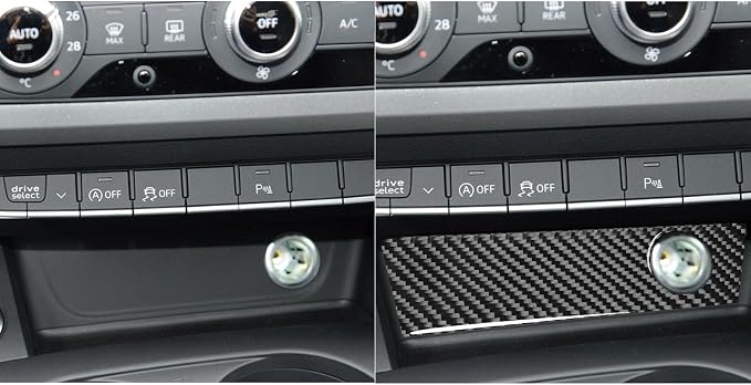 Real Carbon Fiber Trim for Audi Accessories | for B9 A4 S4 A5 S5 2020-2025 / RS5 2021-2025 Cigarette Lighter Panel Interior Thick Overlay Decal