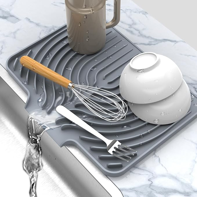 Dish drying mats for kitchen counter,14.6"×11"Silicone Self-Draining mat | Various sizes and colors,Self-Draining Slope Structure,Enabling faster drying,Heat-Resistant,Easy to clean,Food-grade