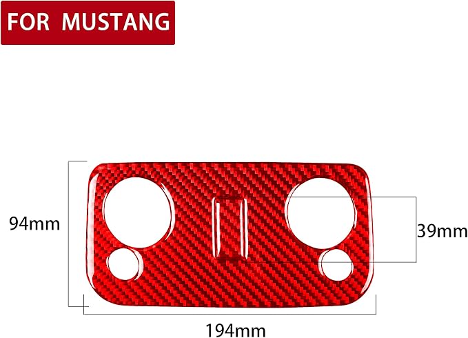 Red Real Carbon Fiber Trim for Ford Mustang Accessories | for GT Shelby 2005 2006 2007 2008 2009 Roof Reading Lamp Light Interior Thick Overlay Decal 2PCs