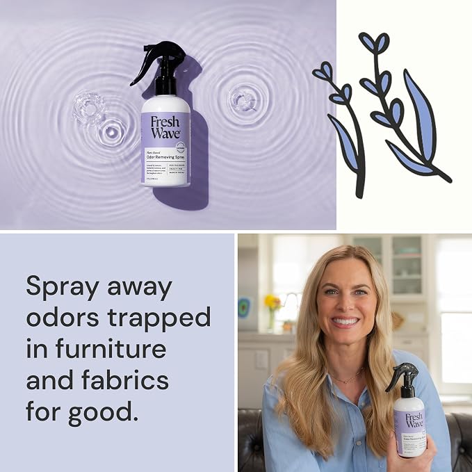 Fresh Wave Lavender Room and Fabric Air Freshener Spray, 2-Pk, 8 oz | Plant-based formula, Pet-safe and people-safe, Fabric and room deodorizer , For upholstery, carpets, shoes, and pet bedding