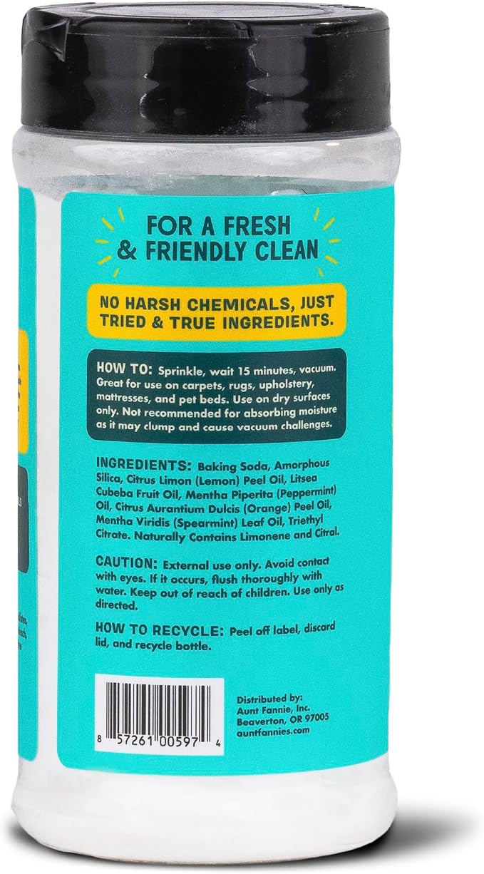Aunt Fannie's Carpet Refresher Deodorizer, Bright Lemon, 16 oz, Pack of 2 | Neutralizes Dog and Cat Odors, Freshens High-Traffic Areas, Safe for Rugs Carpets & Upholstery, Natural Ingredients