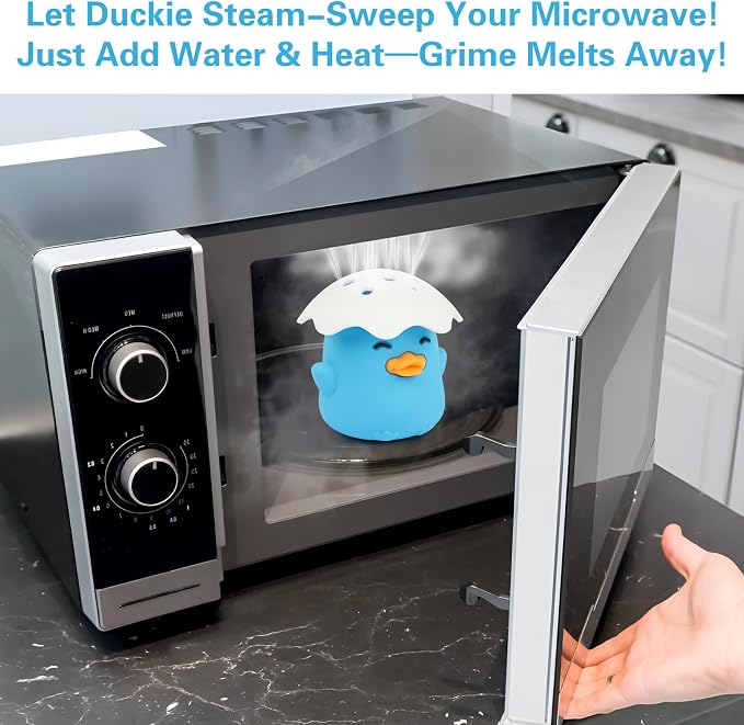 NEW Microwave Steam Cleaner, Duck Microwave Cleaner, Just Add Vinegar and Water, Cut Cleaning Time by Half, Kitchen Gifts Accessories Gadgets (Blue)