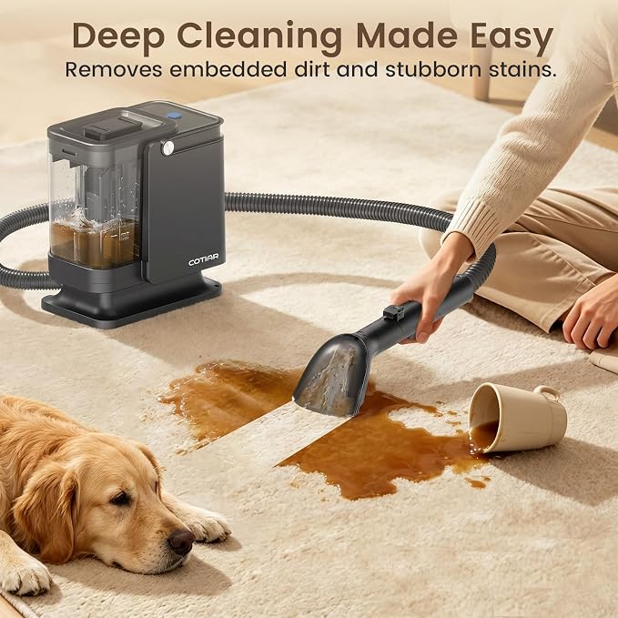 Handheld Spot Carpet Cleaner, 18Kpa Portable Deep Upholstery Stain Remover Machine, Lightweight Fabric Spot Cleaner for Household Sofa, Mattress, Car Seat, Rug Spills & Stains