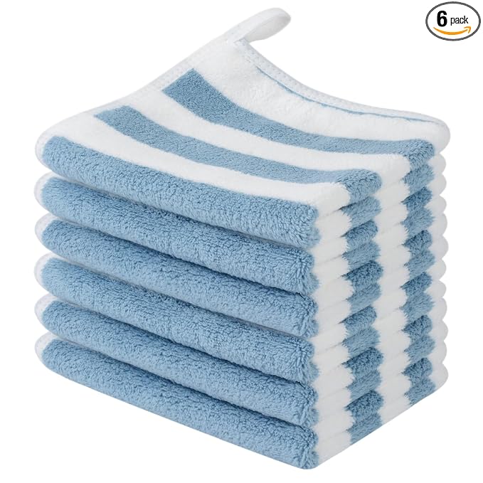 SINLAND Microfiber Facial Cloths Fast Drying Washcloth 12inch x 12inch Absorbent Face Wash Cloth Soft Makeup Remover Cloths