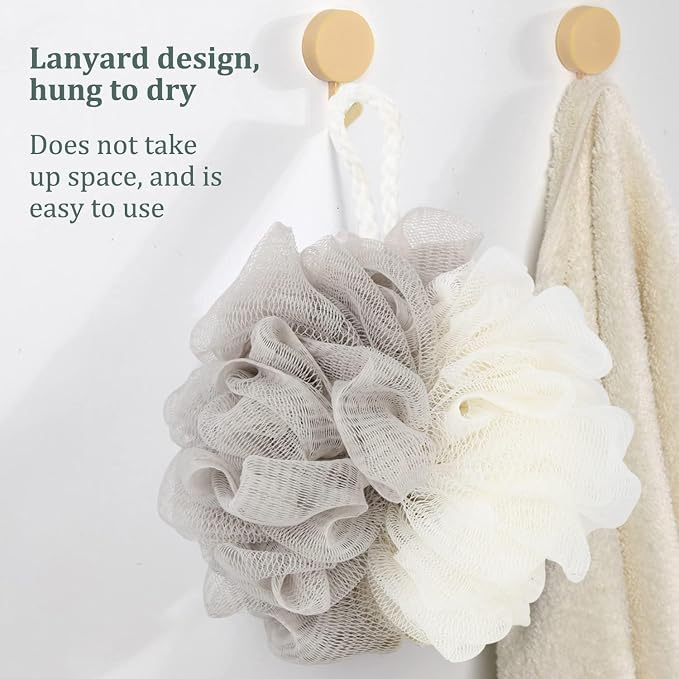 Fu Store Loofah Sponge Shower Loofahs 50g Bath Sponges Mesh Balls 4 Colors for Body Scrubber Exfoliator Wash Back Scrubbers Bathroom Men Women 4 Pack Cleaning Bathing Accessories