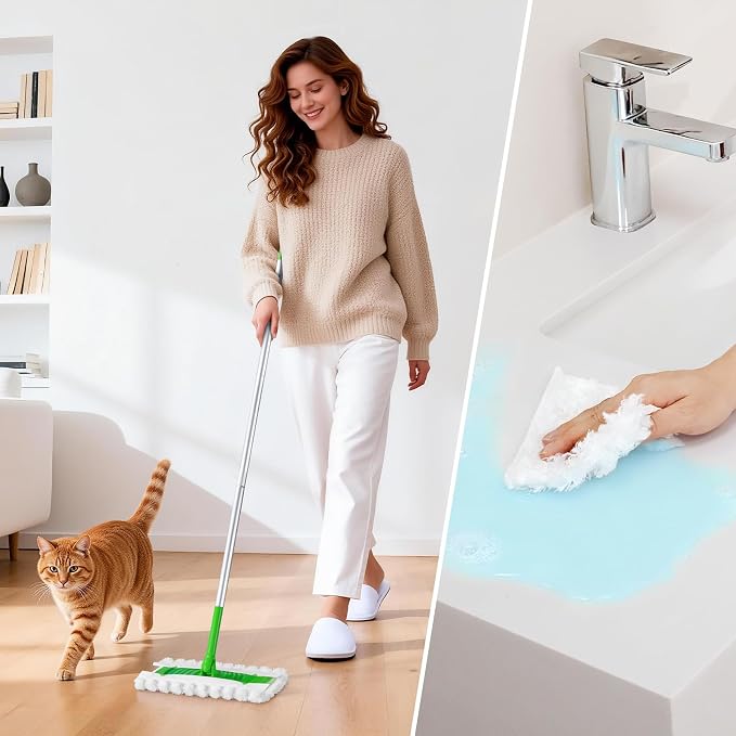 AIR U+ Heavy Duty Dry Sweeping Cloths 60ct Refills for Swiffer Thick | Fluffy microfiber disposable mop pads, hardwood tile vinyl floor, traps dust pet hair, deep groove cleaning Unscented