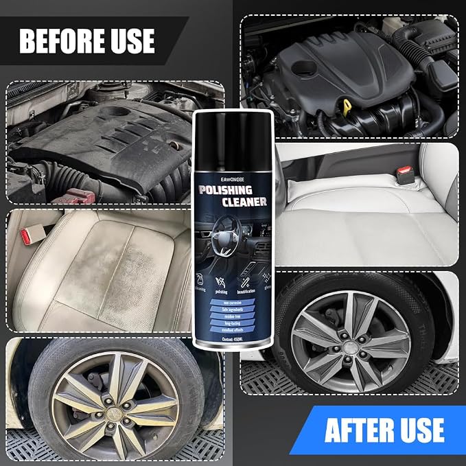 EAWONGEE Interior Car Cleaner & Protectant, 450ml, Multi-Surface Polish for Plastic, Leather, Vinyl, 2pcs