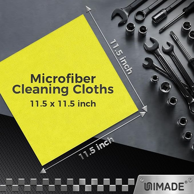 UNIMADE Microfiber Cleaning Cloth, 100PK Commercial Grade Work Rags Microfiber Towels for Cars Cleaning Rags Bulk Detailing Cloth for Automotive Bar Mechanic Restaurant Garage, 11.5"x11.5", Multicolor