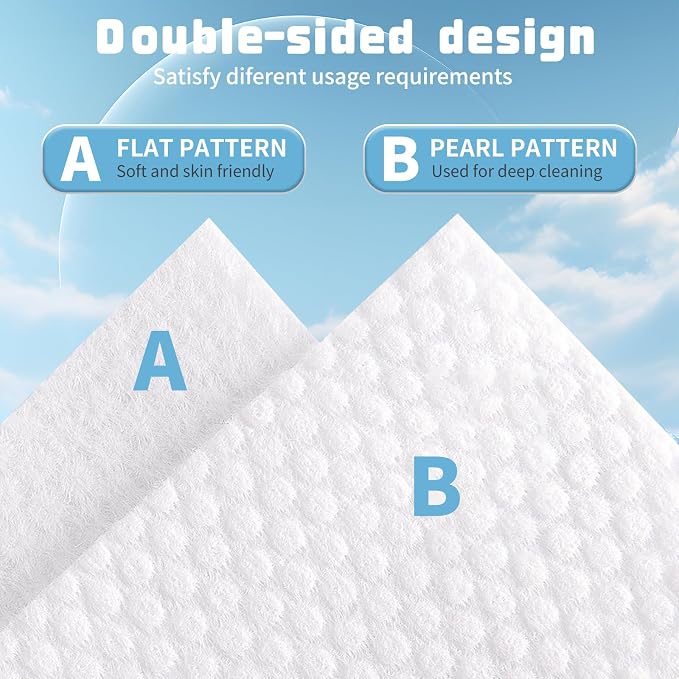 100 Count Disposable Face Towel, Biodegradable Facial Dry Wipes, Super Soft & Thick Face Cloth, Lint-Free Face Towelettes for Sensitive Skincare, Makeup Remover Dry Wipes, Facial Cleansing (4 Pack)