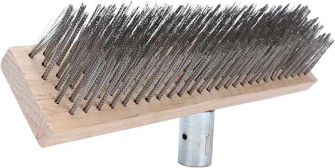 Floor Scrub Brush, Heavy Duty Stainless Steel 30CM Surfaces Scrub Brush for Driveway Patio Deck Tile, Outdoor Cleaning with Steel for Rough Surfaces