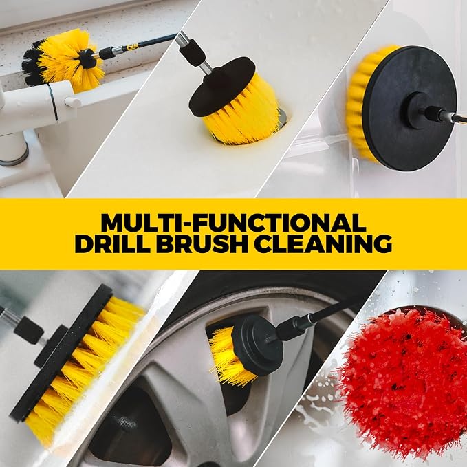 Holikme 22Pack Drill Brush Attachments Set, Scrub Pads & Sponge, Buffing Pads, Power Scrubber Brush, Car Polishing Pad Kit,Wax Applicator Pad,Car Cleaning Kit，Cleaning Supplies，Masonry Brushes,Black | Buffing Sponges, Nylon Grout Tools, Microfiber Wax ...