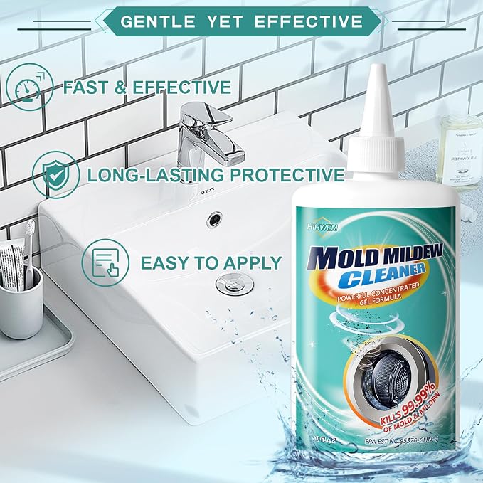 Bleach Stain Remover Gel, Heavy-Duty Tile Grout Cleaner - Bleach Washer Cleaner for Stain Removal in Bathroom, Kitchen, Washing Machine Seals & More | 10 Oz Multipurpose Household Cleaner