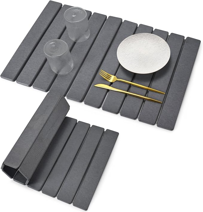 Large Stone Dish Drying Mats for Kitchen Counter, 24"(L)×16"(W) Collapsible Quick Dry Dish Drying Mat, Eco-Friendly Absorbent Diatomaceous Earth Mat for Dishes Bottles Cups, Match Any Countertop