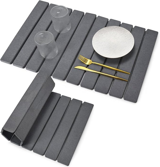 Large Stone Dish Drying Mats for Kitchen Counter, 24"(L)×16"(W) Collapsible Quick Dry Dish Drying Mat, Eco-Friendly Absorbent Diatomaceous Earth Mat for Dishes Bottles Cups, Match Any Countertop