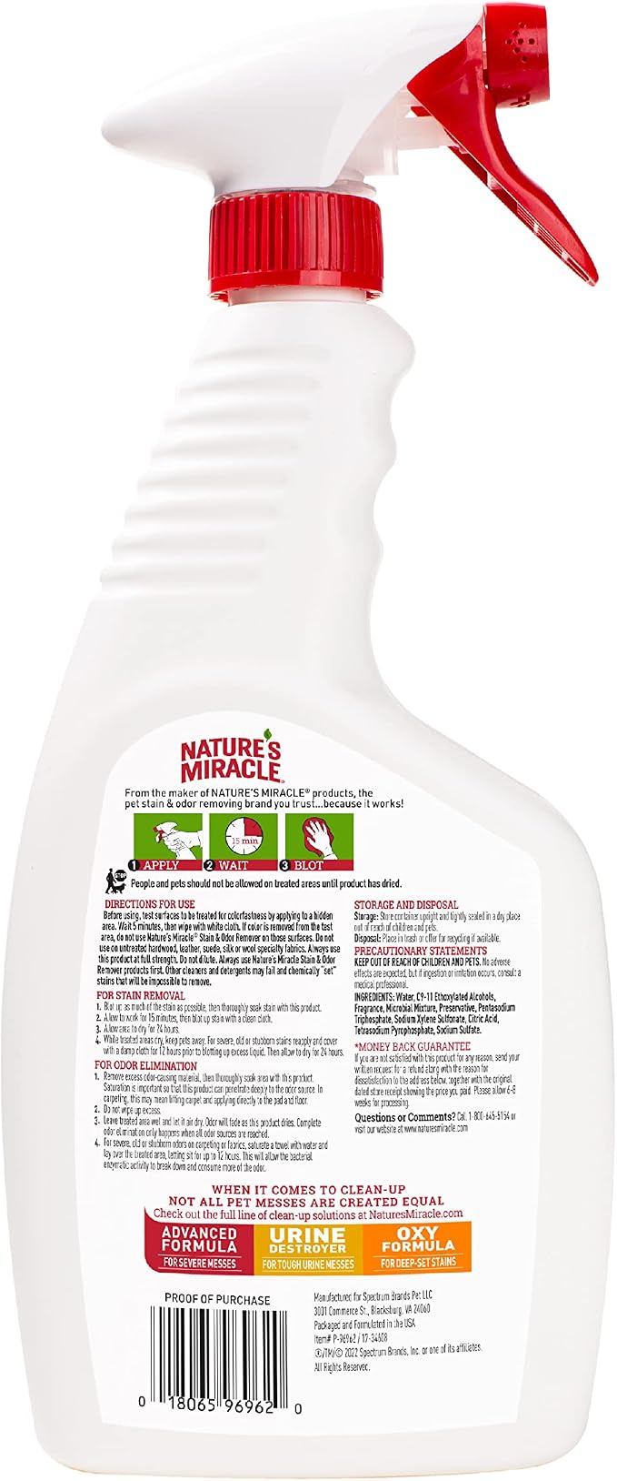 Nature's Miracle Dog Stain and Odor Remover,Everyday Mess Enzymatic Formula,24 fl oz,(Pack of 2)