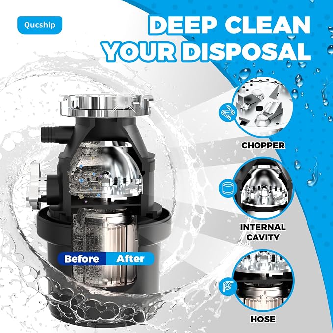 Garbage Disposal Cleaner Tablets, 12 Count, 6 Month Supply | Foaming Action, Food Residue and Buildup Cleaning, Hard-To-Reach Areas, Easy Drop-In Tablets, Reduce Disposal Odors