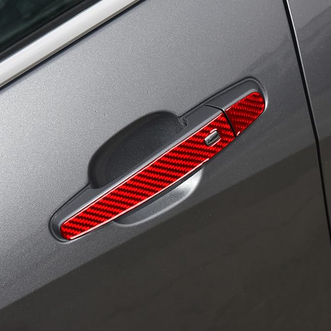 Car Exterior Door Handle Pull Panel Anti-Scratch Trim Stickers Compatible with Chevy Malibu 9th Gen 2016 2017 2018 2019 2020 2021 Real Carbon Fiber Accessories Decals