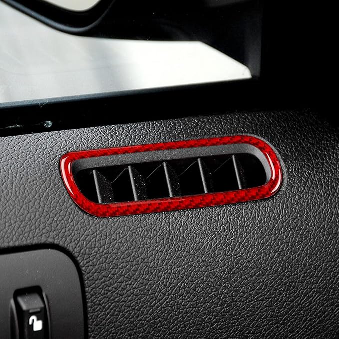 Real Carbon Fiber Trim for Ford Mustang Accessories | for 2009 2010 2011 2012 2013 2014 Door Side Air Vent Outlet Interior Thick Overlay Decal