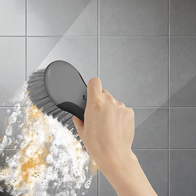SetSail Multi-Purpose Scrub Brush of 2 Pack, Black Grey | Stiff Bristles Cleaning Brush with Non-Slip Grip Heavy Duty Scrub Brushes for Cleaning Bathroom Kitchen Tile Bathtub Sink