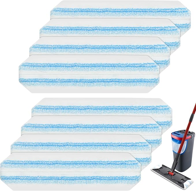 8 Pack Mop Pads Replacements Compatible with O Cedar H2prO Flat Mop System Microfiber Mop Refills for O Cedar H2pro Flat Mop,Washable & Reusable Mop Heads Replacement for Ocedar H2Pro Mop Floor Clean
