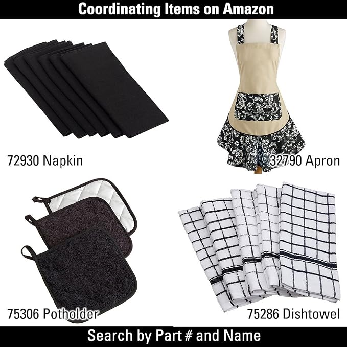 DII Scrubber Dishcloths Collection Windowpane Dishrag Set, 12x12, White/Black Stripe, 6 Piece