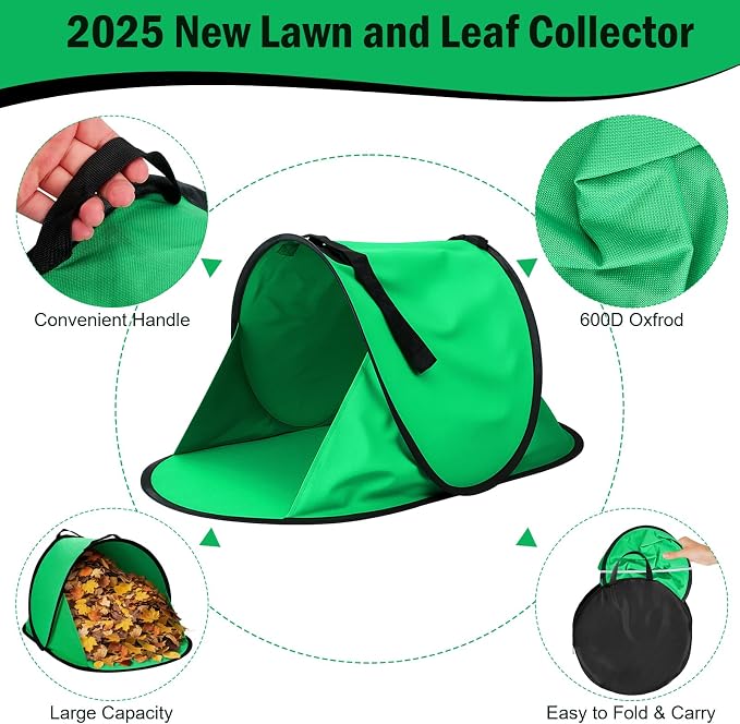 2026 New 60 Gallon Pop-Up Foldable Leaf Collector,Portable LeafBag,600D Oxford Cloth Leaves Pick Up Tool,Thicken Collapsible Leaves Picker Bag,Dustpan-Type Lawn Collector,Reusable Yard Garden Bag