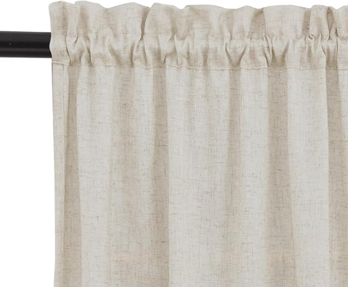 jinchan Lien Tier Curtains and Valances, 26x36, 3 Panels, Natural | Light filtering, rod pocket, cafe curtains, farmhouse, machine washable, small window decor, bathroom, laundry room, RV