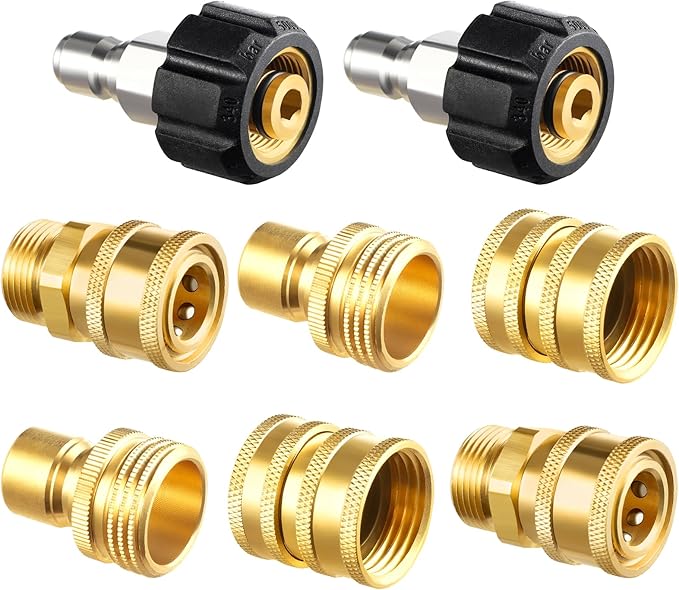 Twinkle Star Pressure Washer Adapter Set, Quick Disconnect Kit | M22 14mm Quick Connect Swivel to 3/8" Fittings, 3/4" to Quick Release