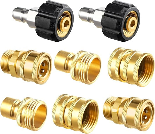 Twinkle Star Pressure Washer Adapter Set, Quick Disconnect Kit | M22 14mm Quick Connect Swivel to 3/8" Fittings, 3/4" to Quick Release