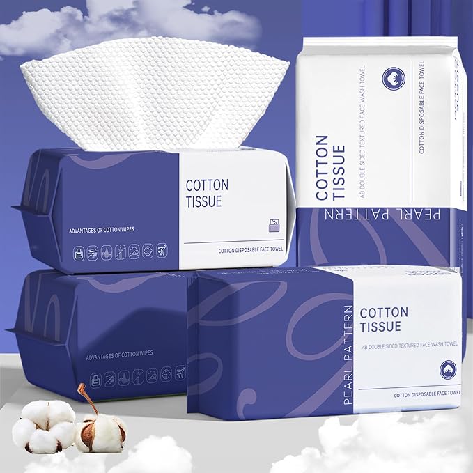 100 Count Face Towels Disposable, Clean Towels (4 Pack) | Ultra Thick Disposable Washcloths And Lint-Free , Ideal For All Skin, Daily Skincare, Makeup Removal & Travel