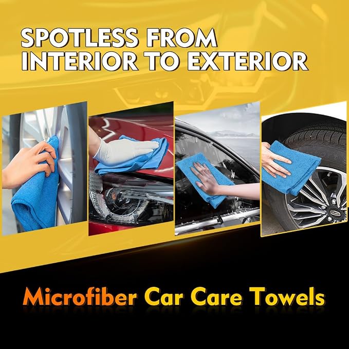 HOMEXCEL Blue Microfiber Cleaning Cloths 100 Pack, Reusable Cleaning Rags Shop Towels - Bulk Multipurpose Microfiber Towels, Lint Free Cleaning Towels for Car, House & Kitchen, 11.5 x 11.5 inch