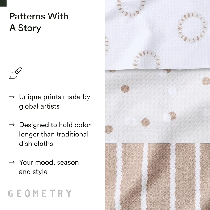 GEOMETRY Dishcloth – Evergreen Collection – Quick-Dry, Ultra-Absorbent, Reusable Microfiber Kitchen Towels for Drying & Cleaning - Pebble Play - 3-Pieces