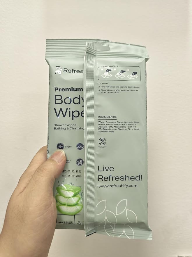100 Large Shower Wipes – Body Wipes for Adults Bathing No Rinse – 10 Packs of 10 – Extra Moist Bath with Aloe & Vitamin E for Camping, Travel, Gym & Bedridden Care