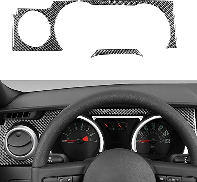 Real Carbon Fiber Trim for Ford Mustang GT Shelby Accessories | for 2005 2006 2007 2008 2009，Center Dashboard Instrument Cluster Panel Cover，Thick Overlay Sticker Decal
