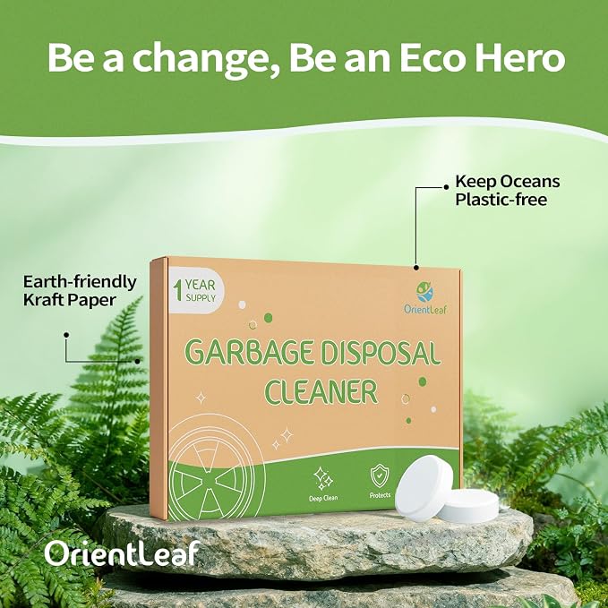 ORIENTLEAF Garbage Disposal Cleaner and Deodorizer Tablets 20g 1 Year Supply Citrus Foaming Tablets for Garbage Disposal,12 Pack Citrus Scent