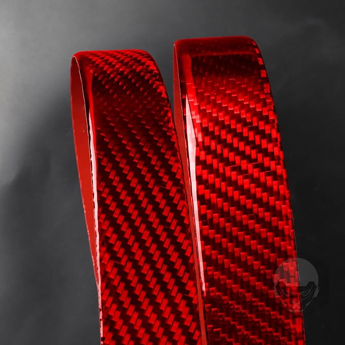 Red Real Carbon Fiber Trim for Tesla Accessories | for Model 3 2017-2022 / Model Y 2020-2024 Inner Door Side Panel Sticker Interior Thick Overlay Decal