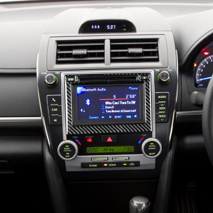 Real Carbon Fiber Trim for Toyota Camry Accessories | for 2012 2013 2014 Dashboard GPS Navigatiion Display Screen Panel Frame Sticker Interior Thick Overlay Decal